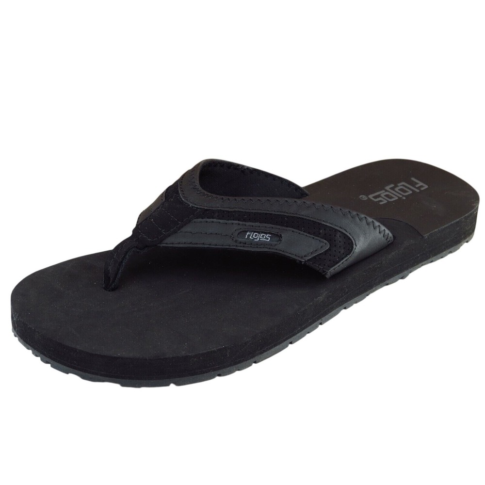 Flojos Size 10 M Black Flip Flop Synthetic Men Shoes‎ Tiburon